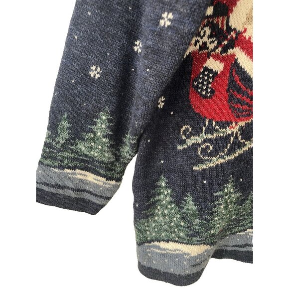 Vtg Nutcracker size S Grandmacore Ugly Christmas Sweater Santa Sleigh 39" Chest - Picture 8 of 10